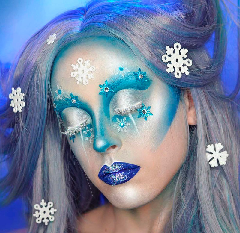 Maquillage fantastique du Nouvel An dans le style de la reine des glaces