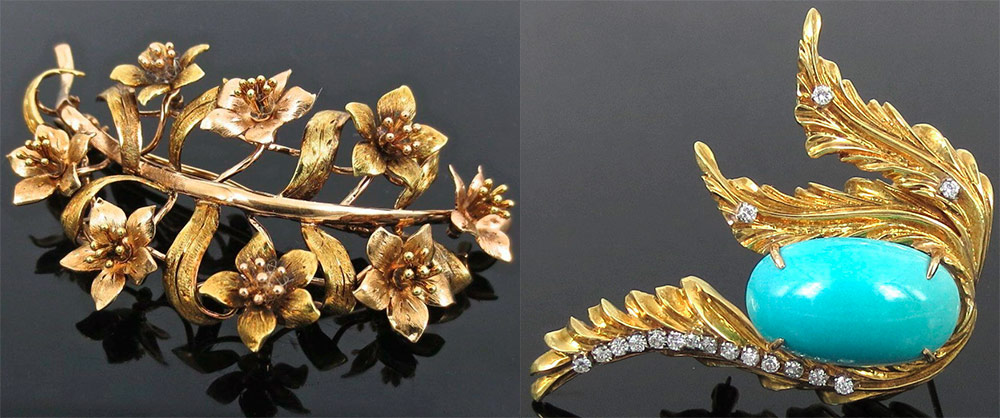 Broches vintage en or