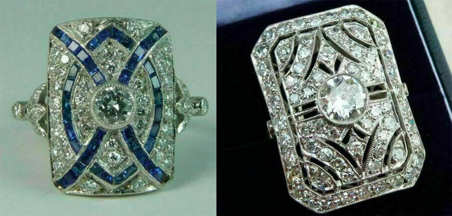 Bagues Art Déco Vintage