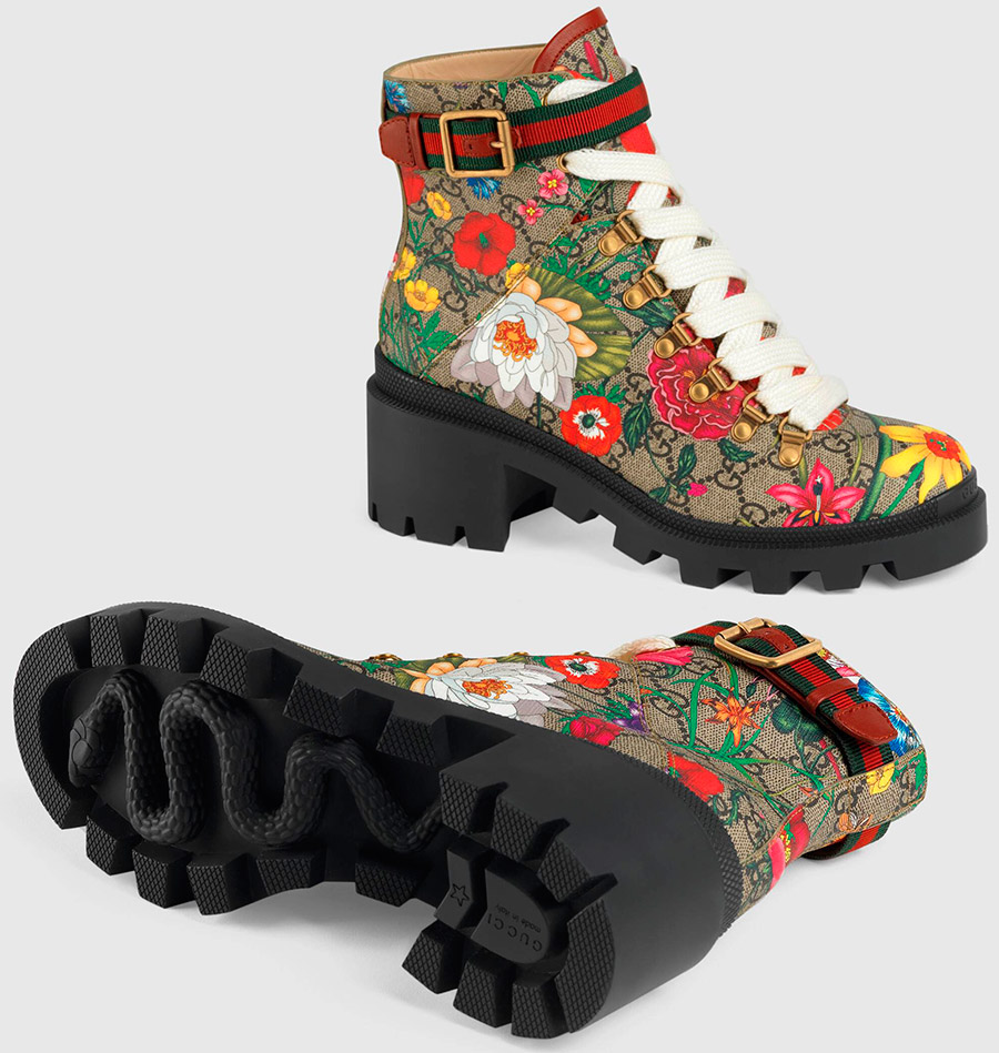 Bottines Gucci à fleurs