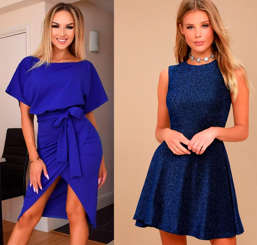 Manucure sous une robe bleue