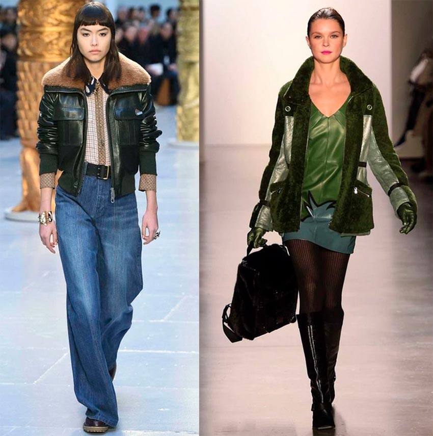 Manteaux femme en peau de mouton vert