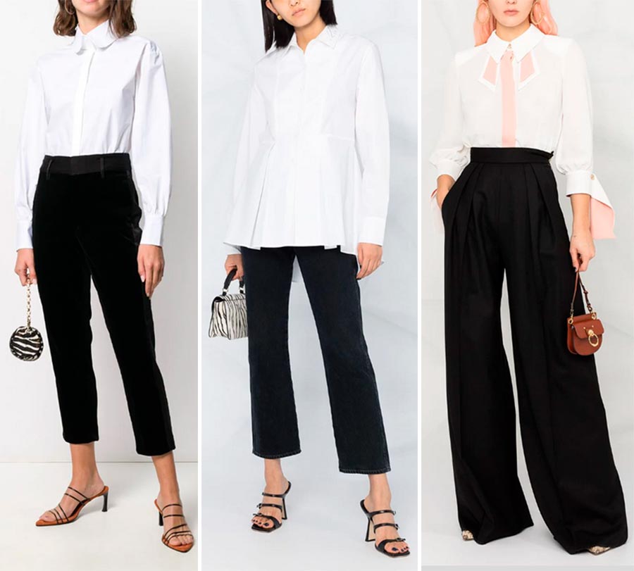 Chemisier blanc et pantalon noir