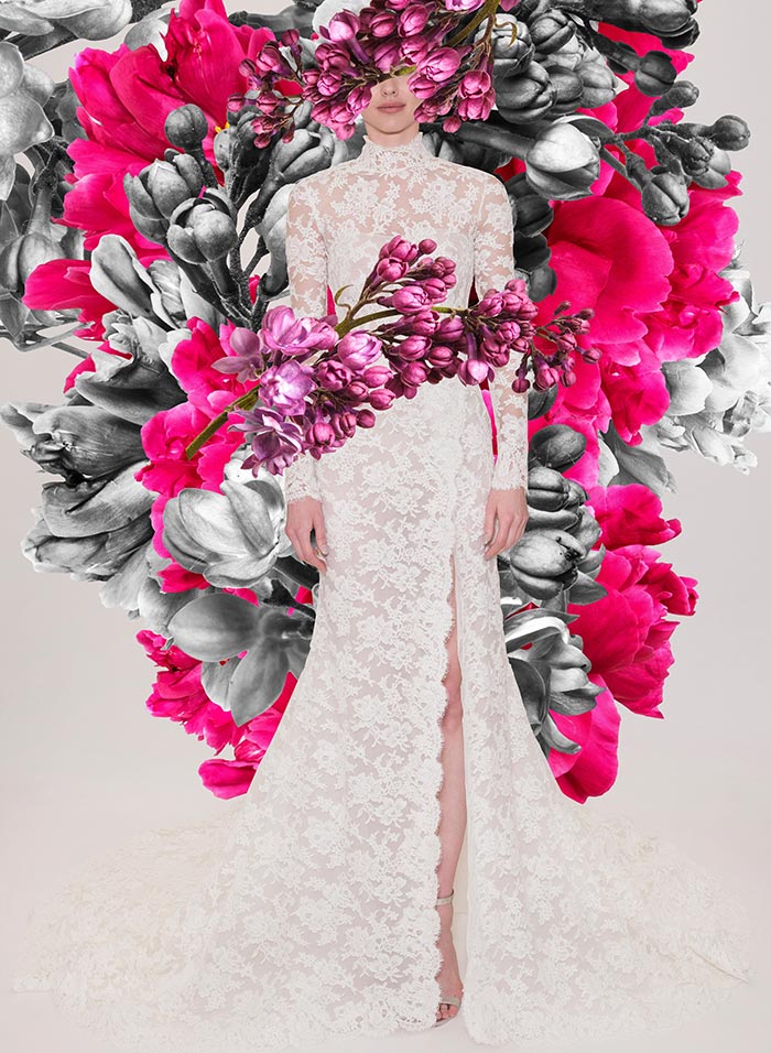 Robe en dentelle avec fente