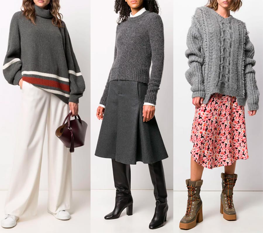 Pull gris automne-hiver